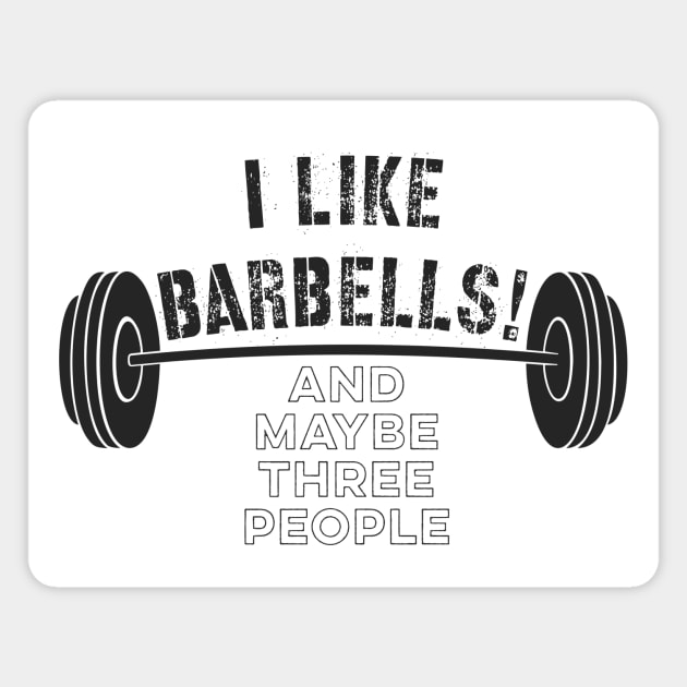 Distressed Funny Fitness Quote I Like Barbells!  And Maybe Three People Magnet by Chach Ind. Clothing